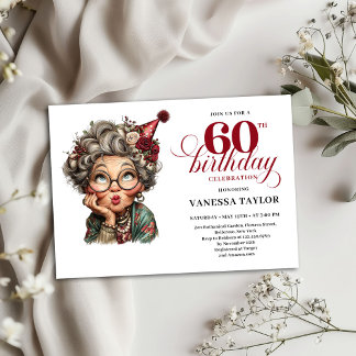 Einladung zum 60. Geburtstag Humor Altes Lady Desi