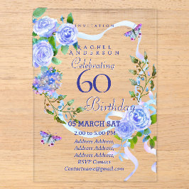 Einladung zum 60. Geburtstag mit Blaue Rose Schlei