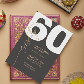 Einladung zum 60. Geburtstag mit Gilded Calligrafy