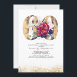 Einladung zum 60. Geburtstag - Navy Blue und Burgu<br><div class="desc">Goldene Glitzer 60. Geburtstagsfeier</div>