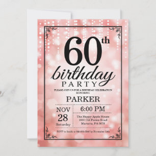 Einladung zum 60. Geburtstag Pink Glitter