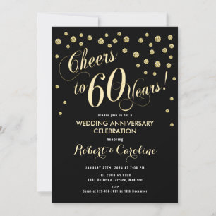 Einladung zum 60. Hochzeitstag - Black & Gold