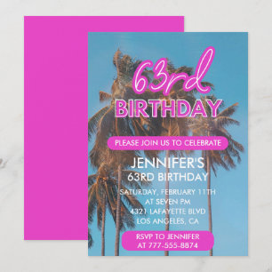 Einladung zum 63. Geburtstag Sommer Pinke Palme
