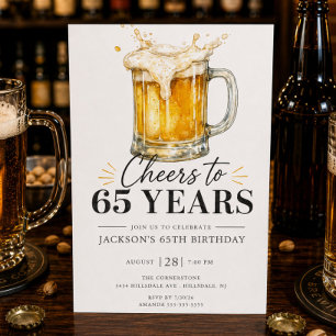 Einladung zum 65. Geburtstag: Prost auf 65 Jahre