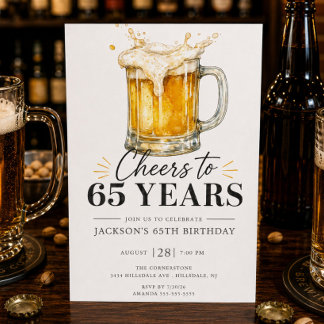 Einladung zum 65. Geburtstag: Prost auf 65 Jahre