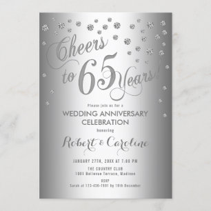 Einladung zum 65. Hochzeitstag - Silberweiß