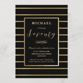 Einladung zum 70. Geburtstag - Gold, Elegante Mask