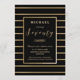 Einladung zum 70. Geburtstag - Gold, Elegante Mask