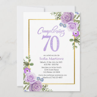 Einladung zum 70. Geburtstag - Thema Lila Blume