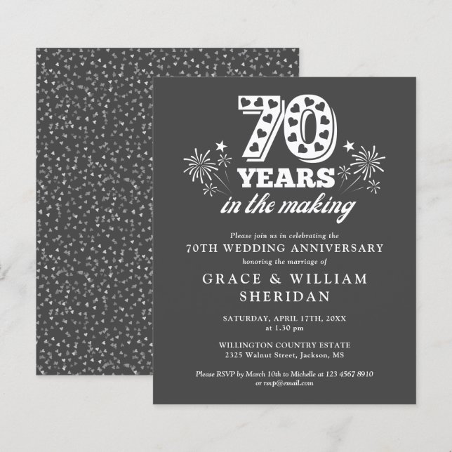 Einladung zum 70-jährigen Jubiläum des Haushalts (Vorne/Hinten)