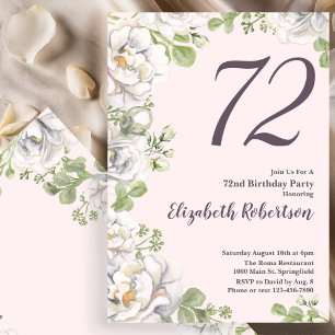 Einladung zum 72. Geburtstag Blush-Pink Florale Pf