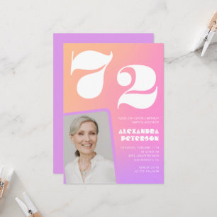 Einladung zum 72. Geburtstag mit rosa Farbverlauf