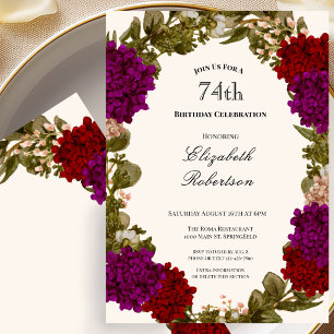 Einladung zum 74. Geburtstag mit Herbstblumenrand