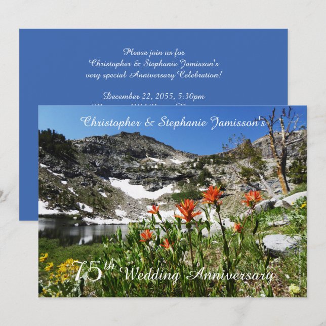 Einladung zum 75. Hochzeitstag, Wildblumen (Vorne/Hinten)