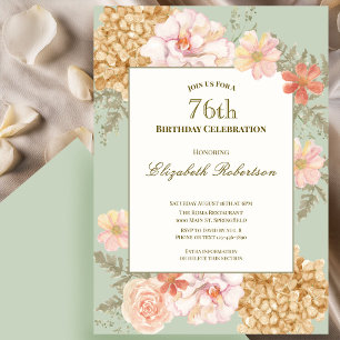 Einladung zum 76. Geburtstag Herbstfarben Floral S