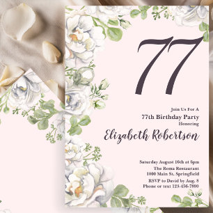 Einladung zum 77. Geburtstag Blush Pink Florale Pf