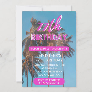 Einladung zum 77. Geburtstag Summer Pink Palm