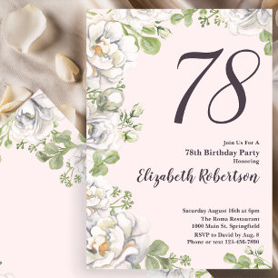 Einladung zum 78. Geburtstag Blush Pink Florale Pf