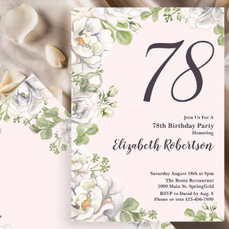 Einladung zum 78. Geburtstag Blush Pink Florale Pf