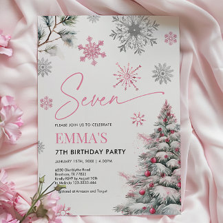 Einladung zum 7. Geburtstag, 7. Winter Geburtstag 