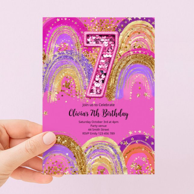 Einladung zum 7. Geburtstag für Mädchen (Von Creator hochgeladen)