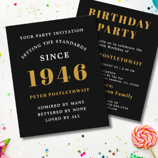 Einladung zum 80. Geburtstag 1946 Schwarz Gold Flyer