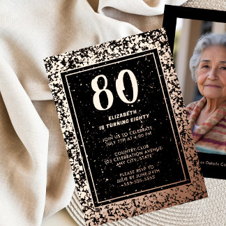 Einladung zum 80. Geburtstag Elegant Vorlage zum A