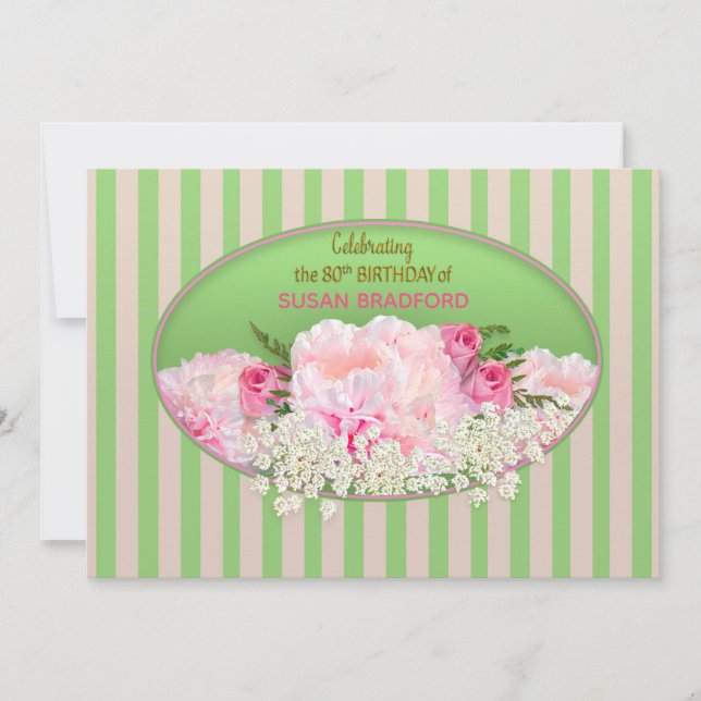 Einladung zum 80. Geburtstag, Frauen mit Blume (Vorderseite)