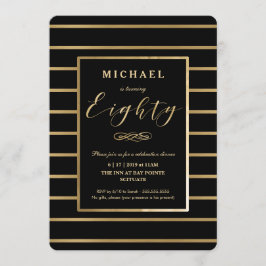 Einladung zum 80. Geburtstag - Gold, Elegante Mask