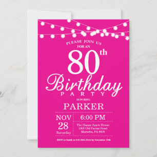 Einladung zum 80. Geburtstag in Hot Pink