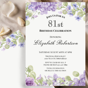 Einladung zum 81. Geburtstag Elegante lila Blüten