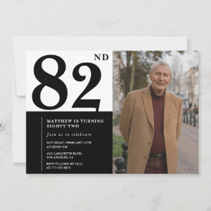 Einladung zum 82. Geburtstag Schwarz-Weiß-Foto