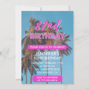 Einladung zum 82. Geburtstag Summer Pink Palm