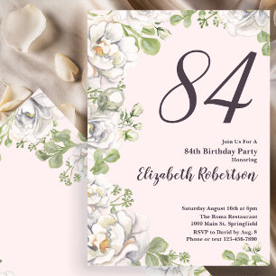 Einladung zum 84. Geburtstag Blush Pink Florale Pf