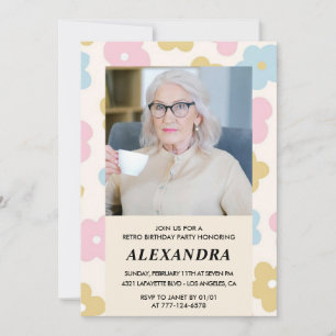 Einladung zum 85. Geburtstag Retro Groovy Floral N