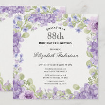 Einladung zum 88. Geburtstag Elegante lila Blüten