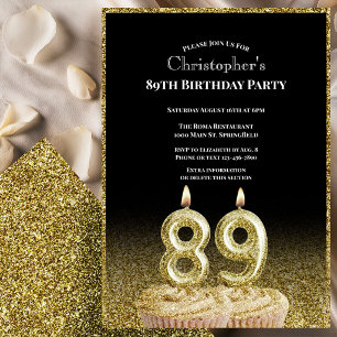 Einladung zum 89. Geburtstag in Schwarz und Gold f