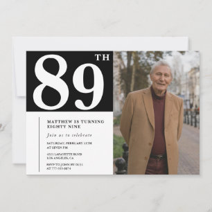 Einladung zum 89. Geburtstag mit Schwarz-Weiß-Foto