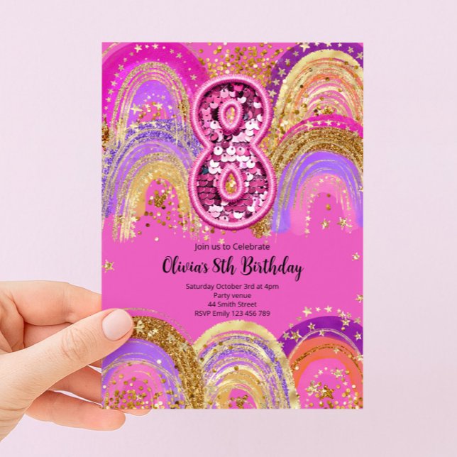 Einladung zum 8. Geburtstag für Mädchen (Von Creator hochgeladen)