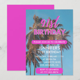 Einladung zum 91. Geburtstag Summer Pink Palm