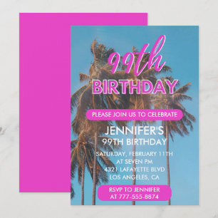 Einladung zum 99. Geburtstag Summer Pink Palm