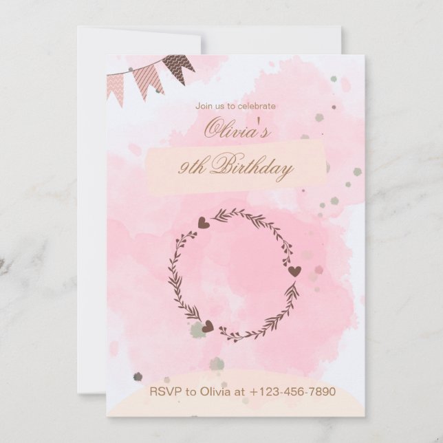 Einladung zum 9. Geburtstag (Vorderseite)