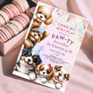 Einladung zum 9. Geburtstag: Mädchen-Welpen-Pawty