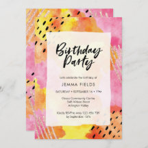 Einladung zum abstrakten Geburtstag | rosa und ora