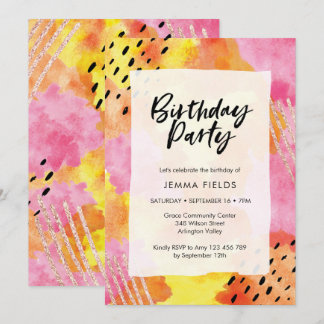 Einladung zum abstrakten Geburtstag | rosa und ora