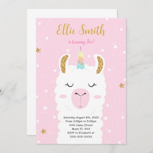 Einladung zum Aquarelllama (Vorne/Hinten)