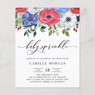 Einladung zum Baby-Duschbad Rot, Weiß und Blau Ane