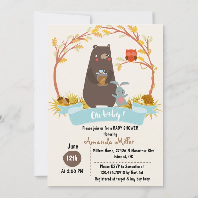 Einladung zum Baby Shower Bear (Vorderseite)