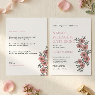 Einladung zum Babyshower in Nanas Dorf - 2-seitig