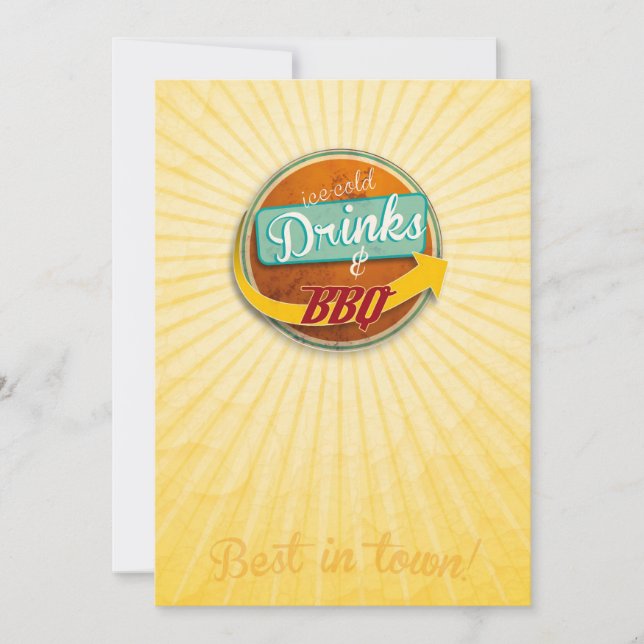 Einladung zum BBQ im 50er-Jahre-Style (Vorderseite)